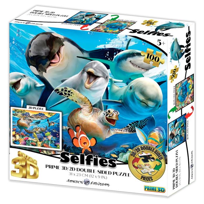 Prime 3D Deniz Canlıları ve Kaplumbağa Selfie Çift Taraflı Puzzle